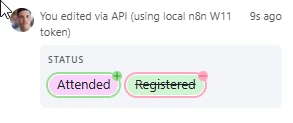 Example of record activity logs after API update.